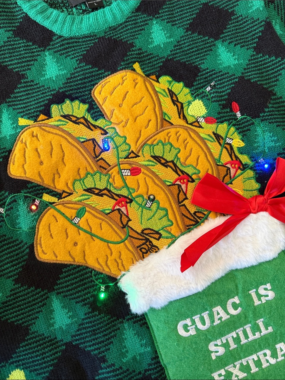 Ugly Christmas Sweater Taco Avocado Guac Blizzard Bay Light Up Holiday Party L - Picture 10 of 15
